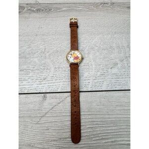 VTG Timex Disney Winnie The Pooh Watch Rotating Bees Leather Strap 90s